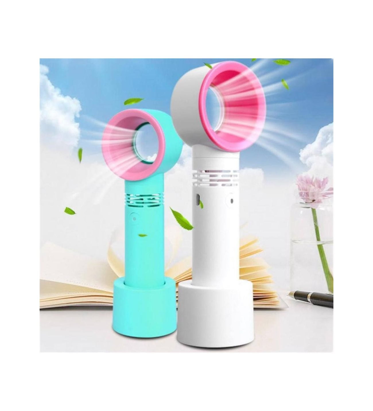 3-Speed Rechargeable Freestanding USB Handheld Fans